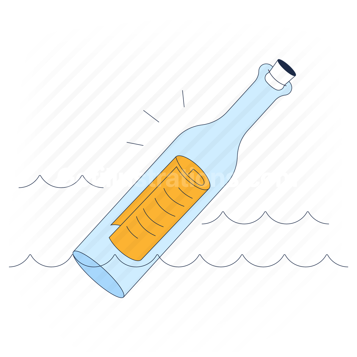 bottle, message in a bottle, sea, ocean, send, paper, document